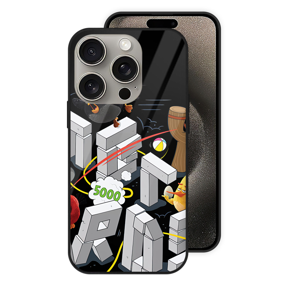 （画像用） Angry Birds アングリーバード 【iPhone15Pro対応】スマホケース 耐衝撃＆黄変防止 背面ガラス