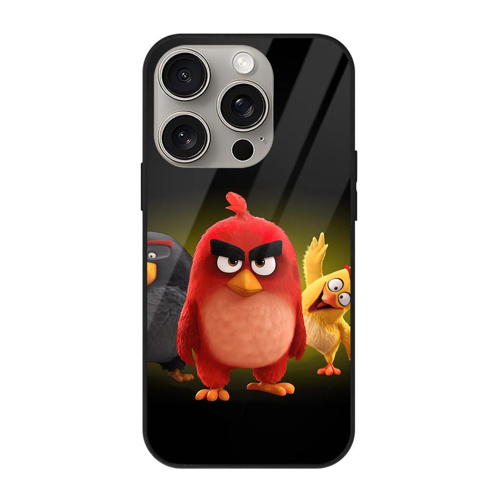 （画像用） Angry Birds アングリーバード 【iPhone15Pro対応】スマホケース 耐衝撃＆黄変防止 背面ガラス