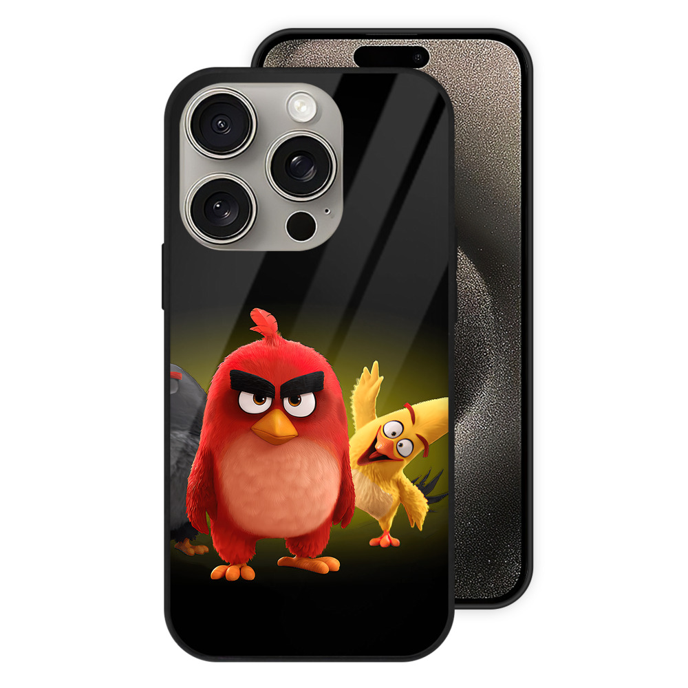 （画像用） Angry Birds アングリーバード 【iPhone15Pro対応】スマホケース 耐衝撃＆黄変防止 背面ガラス