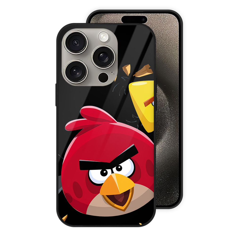 （画像用） Angry Birds アングリーバード 【iPhone15Pro対応】スマホケース 耐衝撃＆黄変防止 背面ガラス
