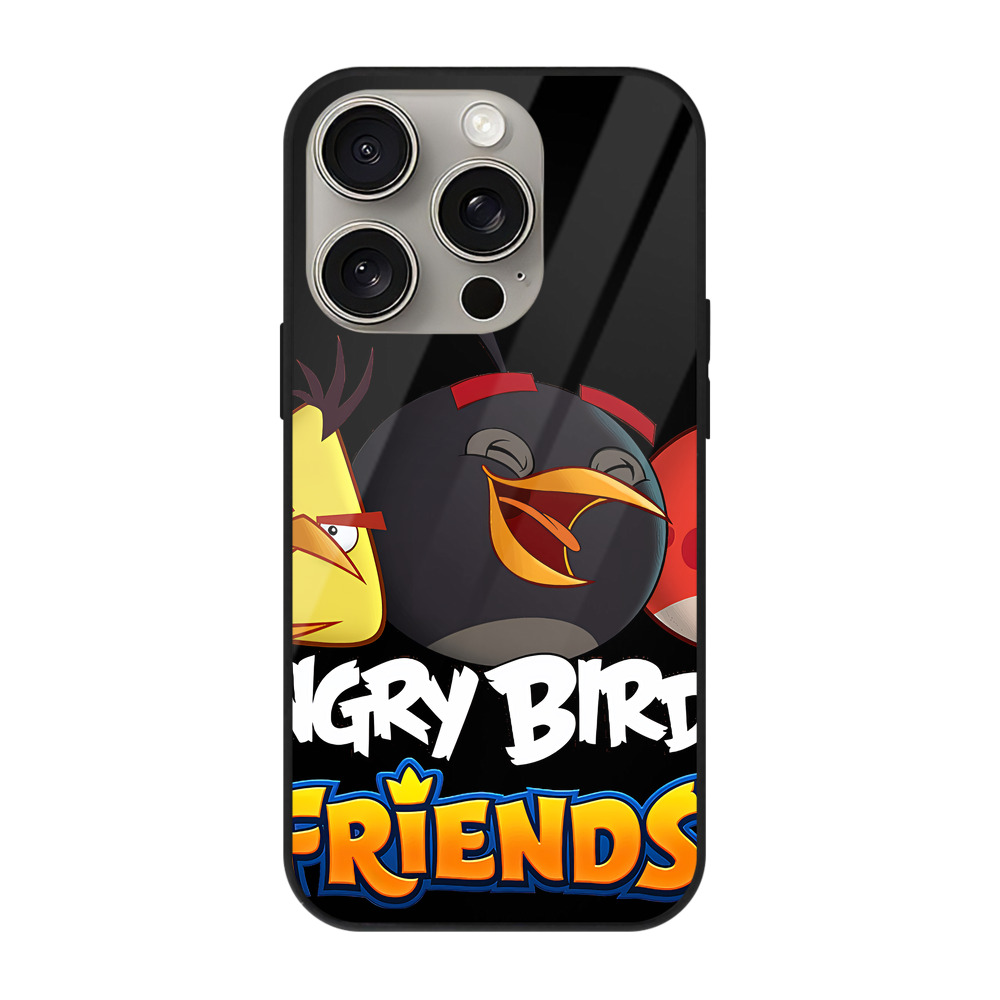 （画像用） Angry Birds アングリーバード 【iPhone15Pro対応】スマホケース 耐衝撃＆黄変防止 背面ガラス