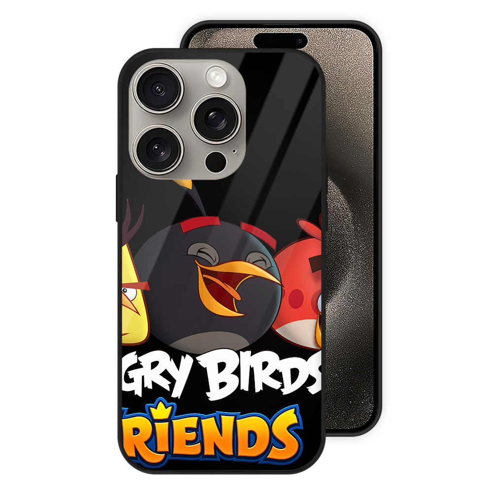 （画像用） Angry Birds アングリーバード 【iPhone15Pro対応】スマホケース 耐衝撃＆黄変防止 背面ガラス