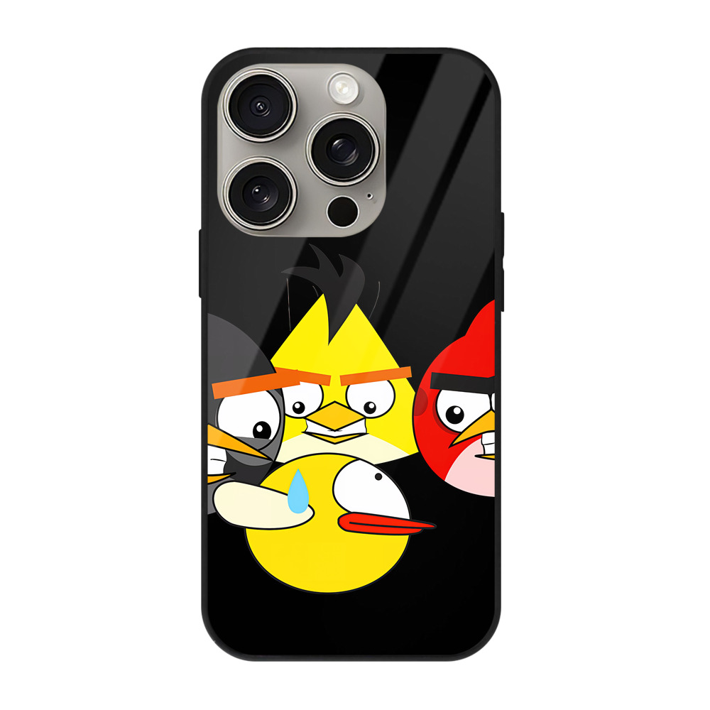 （画像用） Angry Birds アングリーバード 【iPhone15Pro対応】スマホケース 耐衝撃＆黄変防止 背面ガラス
