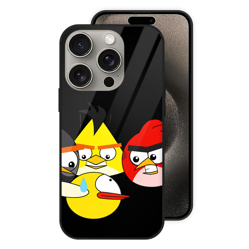 （画像用） Angry Birds アングリーバード 【iPhone15Pro対応】スマホケース 耐衝撃＆黄変防止 背面ガラス