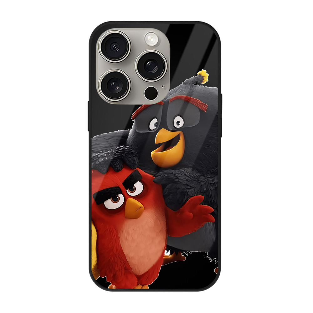 （画像用） Angry Birds アングリーバード 【iPhone15Pro対応】スマホケース 耐衝撃＆黄変防止 背面ガラス