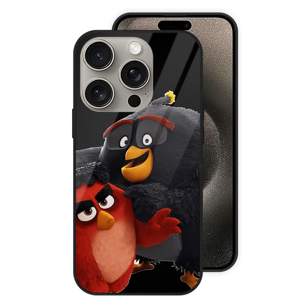 （画像用） Angry Birds アングリーバード 【iPhone15Pro対応】スマホケース 耐衝撃＆黄変防止 背面ガラス