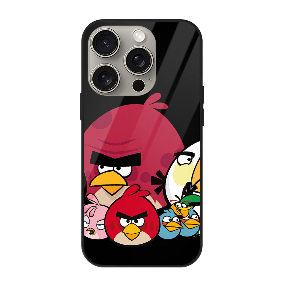 （画像用） Angry Birds アングリーバード 【iPhone15Pro対応】スマホケース 耐衝撃＆黄変防止 背面ガラス