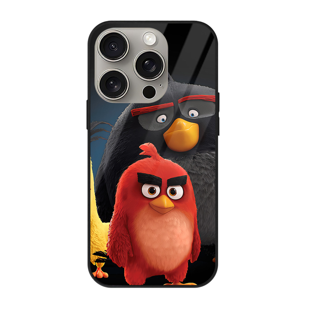 （画像用） Angry Birds アングリーバード 【iPhone15Pro対応】スマホケース 耐衝撃＆黄変防止 背面ガラス