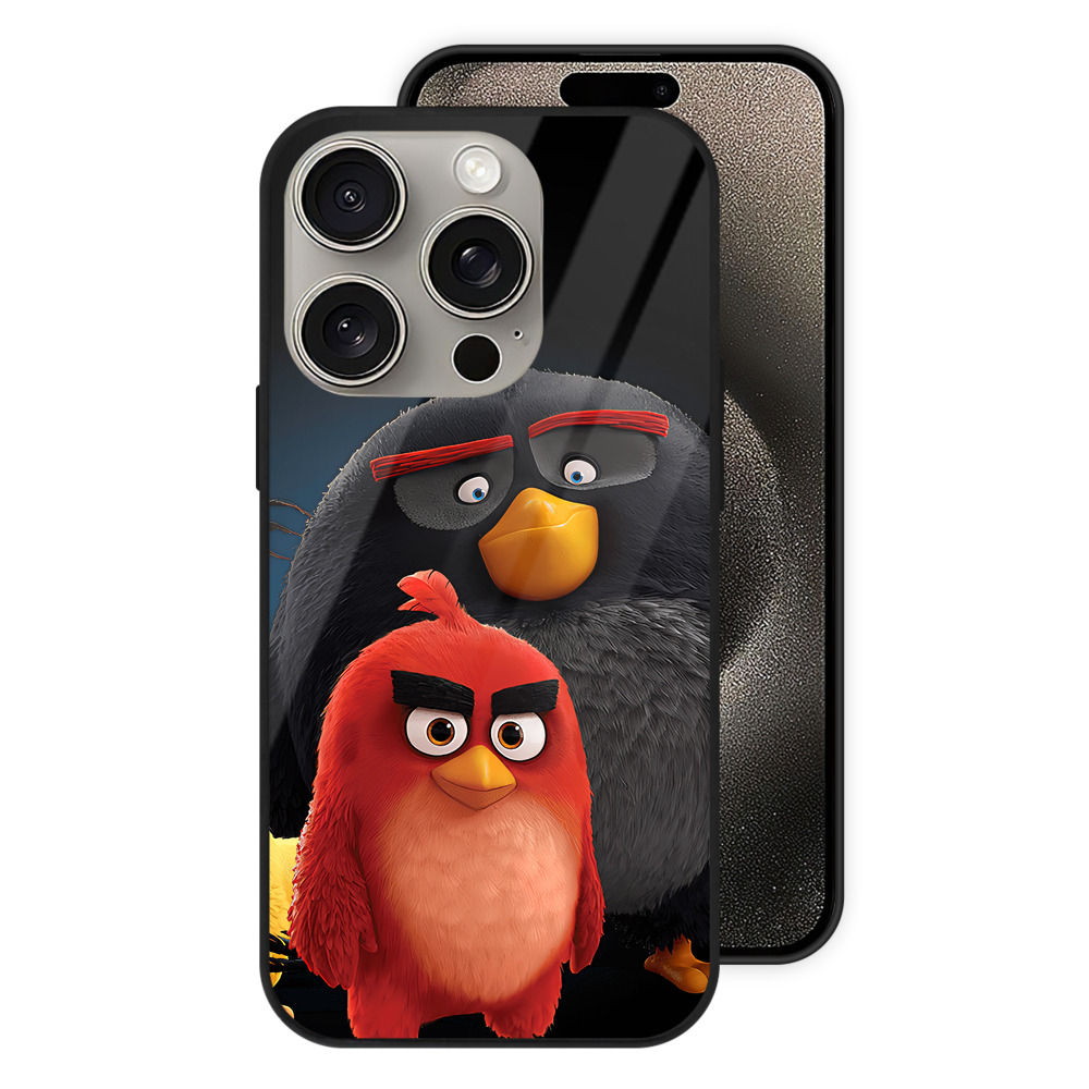 （画像用） Angry Birds アングリーバード 【iPhone15Pro対応】スマホケース 耐衝撃＆黄変防止 背面ガラス