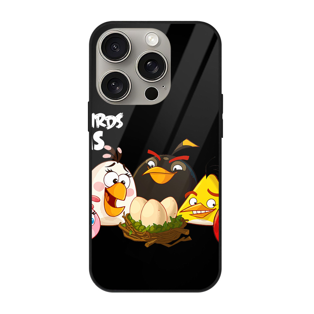 （画像用） Angry Birds アングリーバード 【iPhone15Pro対応】スマホケース 耐衝撃＆黄変防止 背面ガラス