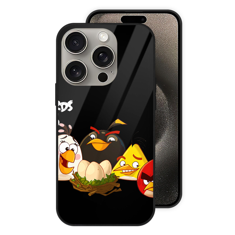 （画像用） Angry Birds アングリーバード 【iPhone15Pro対応】スマホケース 耐衝撃＆黄変防止 背面ガラス