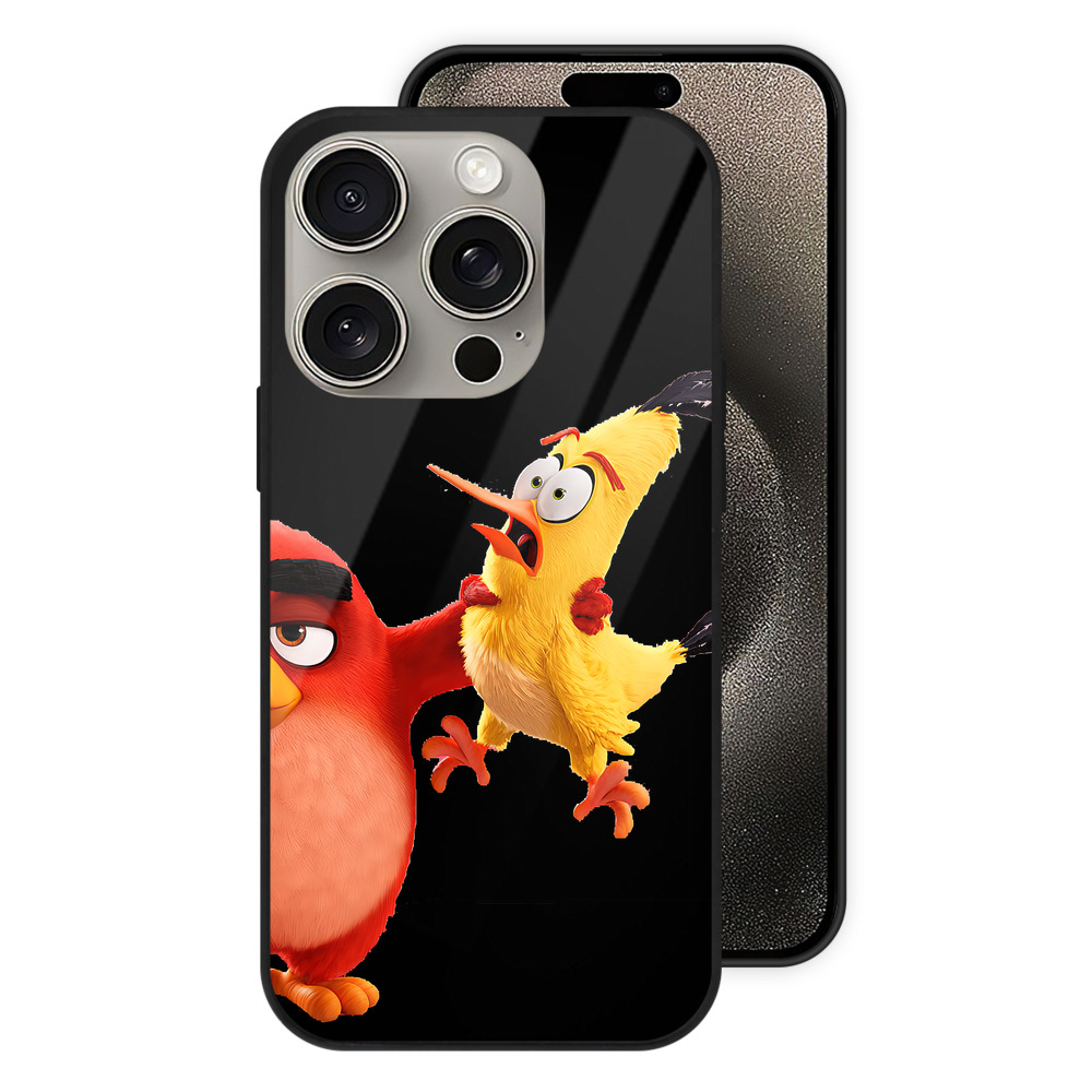 （画像用） Angry Birds アングリーバード 【iPhone15Pro対応】スマホケース 耐衝撃＆黄変防止 背面ガラス