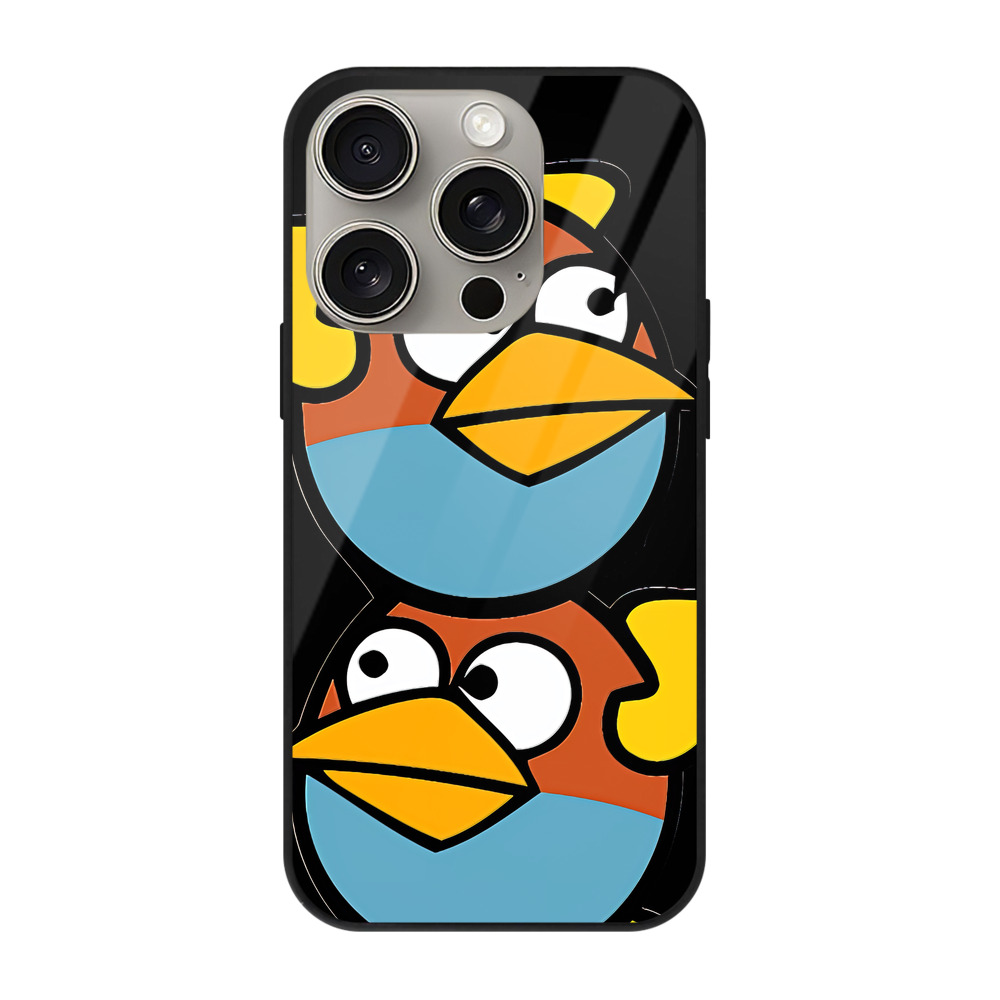 （画像用） Angry Birds アングリーバード 【iPhone15Pro対応】スマホケース 耐衝撃＆黄変防止 背面ガラス