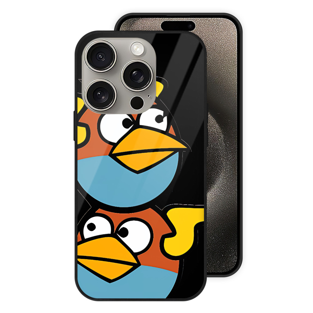 （画像用） Angry Birds アングリーバード 【iPhone15Pro対応】スマホケース 耐衝撃＆黄変防止 背面ガラス