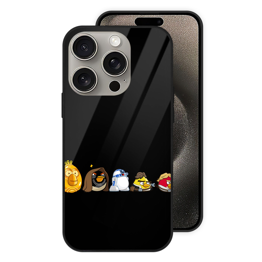 （画像用） Angry Birds アングリーバード 【iPhone15Pro対応】スマホケース 耐衝撃＆黄変防止 背面ガラス