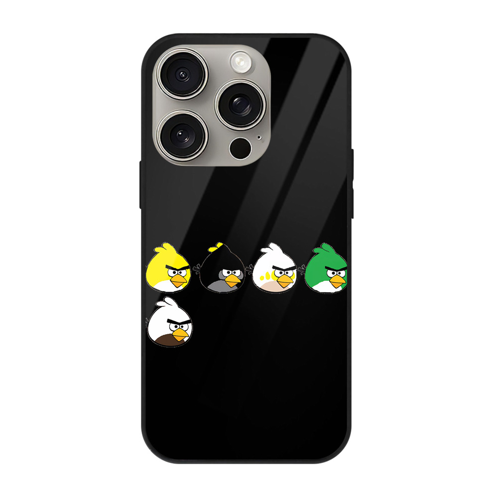（画像用） Angry Birds アングリーバード 【iPhone15Pro対応】スマホケース 耐衝撃＆黄変防止 背面ガラス
