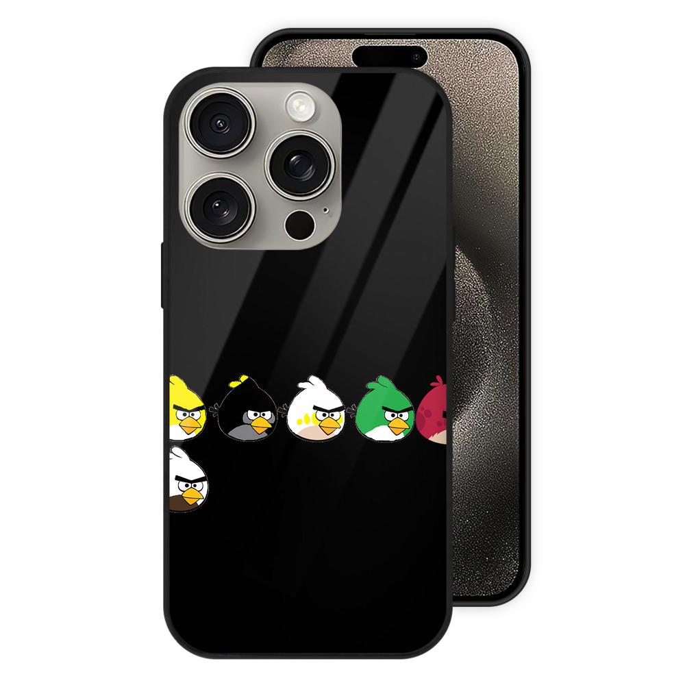 （画像用） Angry Birds アングリーバード 【iPhone15Pro対応】スマホケース 耐衝撃＆黄変防止 背面ガラス