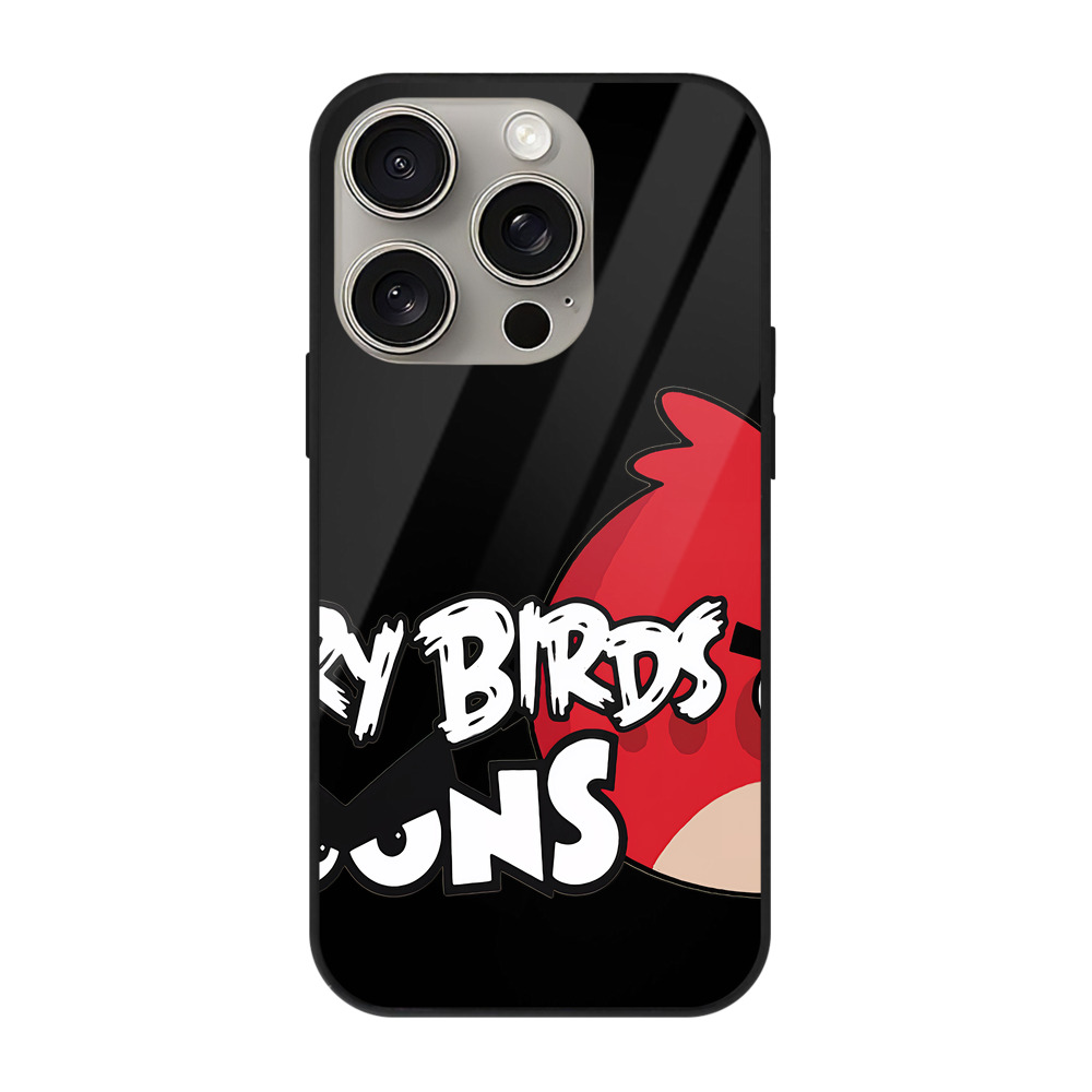 （画像用） Angry Birds アングリーバード 【iPhone15Pro対応】スマホケース 耐衝撃＆黄変防止 背面ガラス