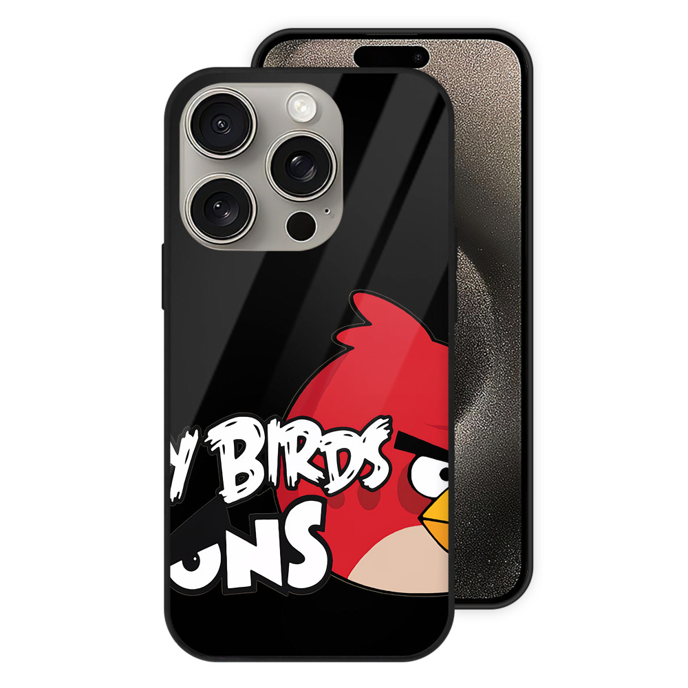 （画像用） Angry Birds アングリーバード 【iPhone15Pro対応】スマホケース 耐衝撃＆黄変防止 背面ガラス