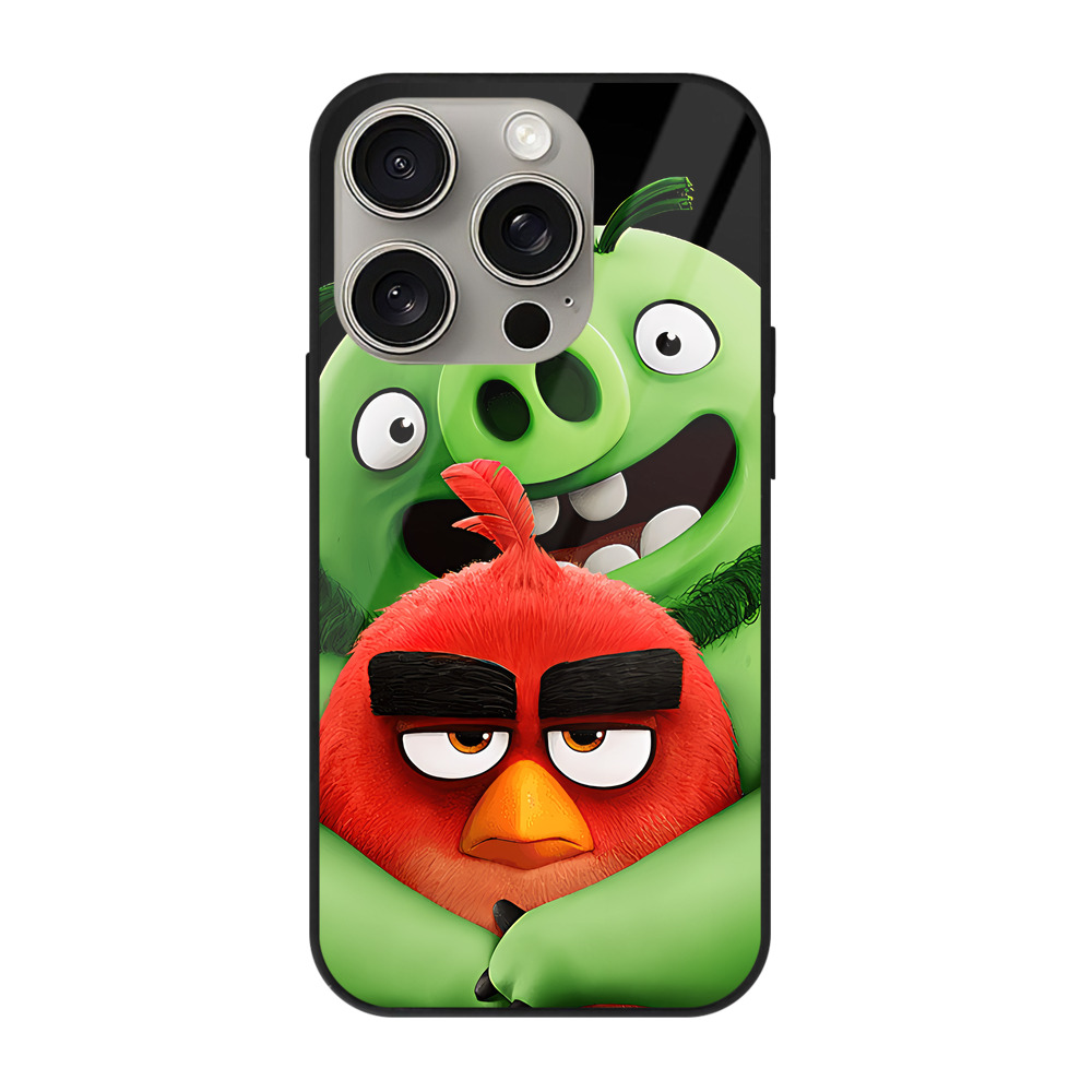 （画像用） Angry Birds アングリーバード 【iPhone15Pro対応】スマホケース 耐衝撃＆黄変防止 背面ガラス