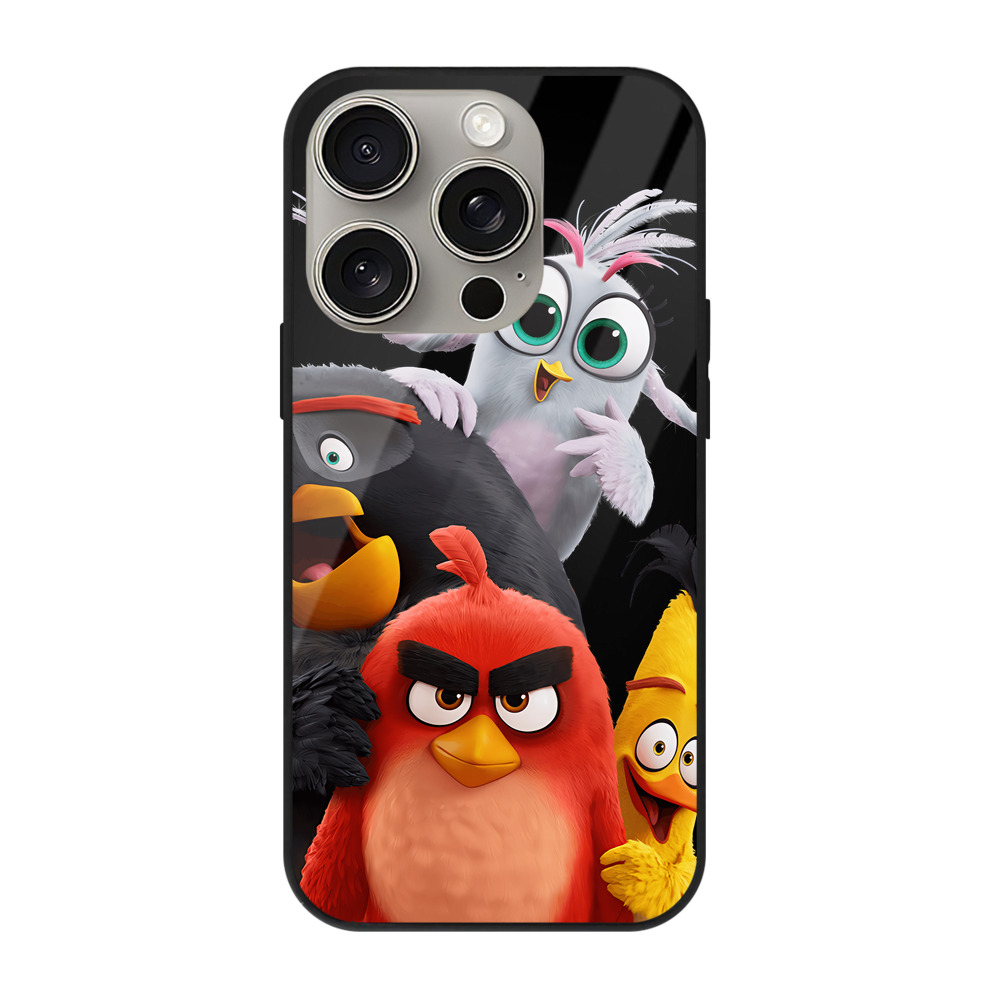 （画像用） Angry Birds アングリーバード 【iPhone15Pro対応】スマホケース 耐衝撃＆黄変防止 背面ガラス