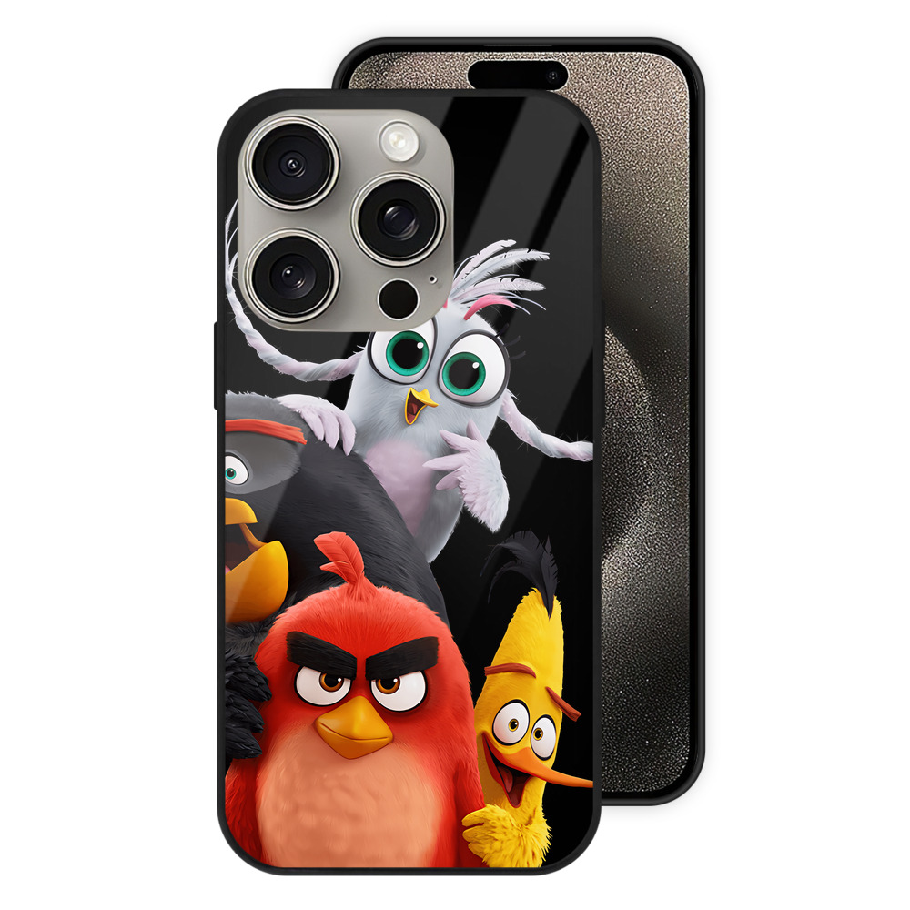 （画像用） Angry Birds アングリーバード 【iPhone15Pro対応】スマホケース 耐衝撃＆黄変防止 背面ガラス