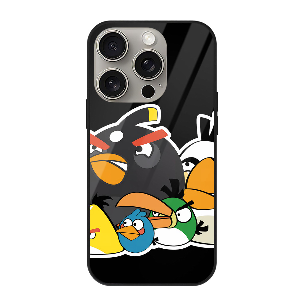 （画像用） Angry Birds アングリーバード 【iPhone15Pro対応】スマホケース 耐衝撃＆黄変防止 背面ガラス