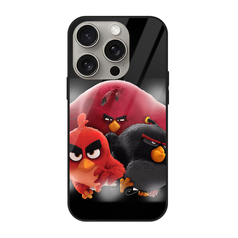 （画像用） Angry Birds アングリーバード 【iPhone15Pro対応】スマホケース 耐衝撃＆黄変防止 背面ガラス