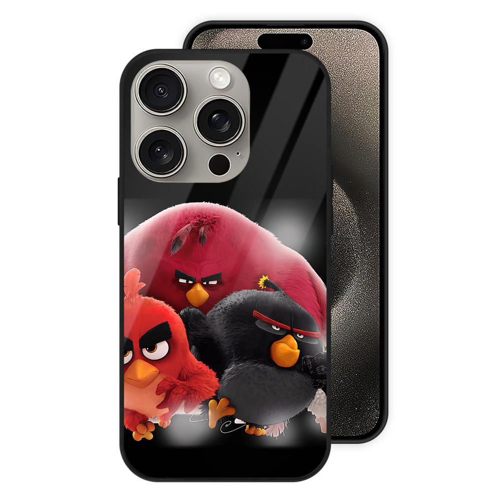 （画像用） Angry Birds アングリーバード 【iPhone15Pro対応】スマホケース 耐衝撃＆黄変防止 背面ガラス