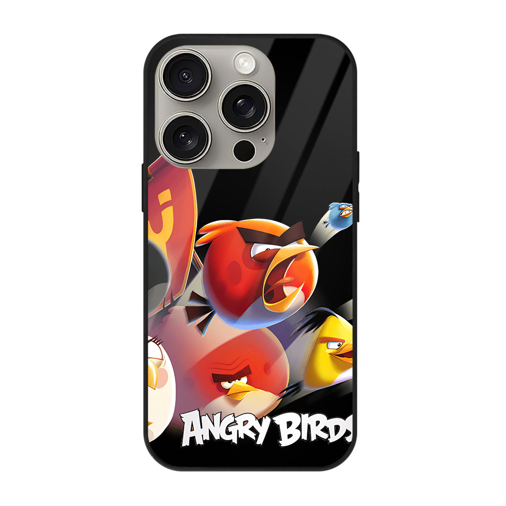 （画像用） Angry Birds アングリーバード 【iPhone15Pro対応】スマホケース 耐衝撃＆黄変防止 背面ガラス