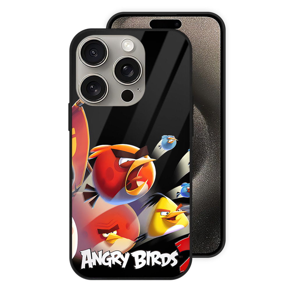 （画像用） Angry Birds アングリーバード 【iPhone15Pro対応】スマホケース 耐衝撃＆黄変防止 背面ガラス