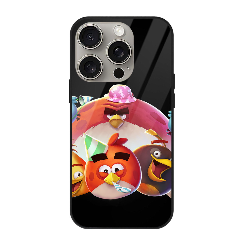 （画像用） Angry Birds アングリーバード 【iPhone15Pro対応】スマホケース 耐衝撃＆黄変防止 背面ガラス