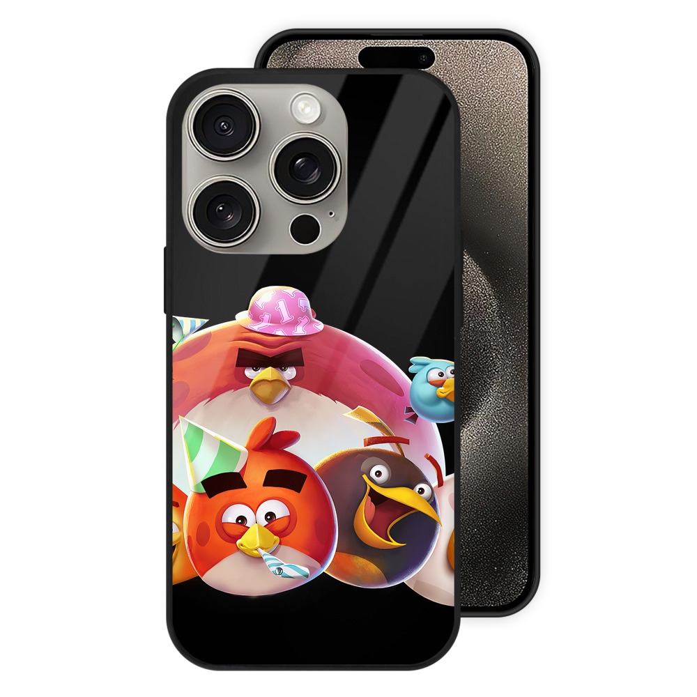 （画像用） Angry Birds アングリーバード 【iPhone15Pro対応】スマホケース 耐衝撃＆黄変防止 背面ガラス