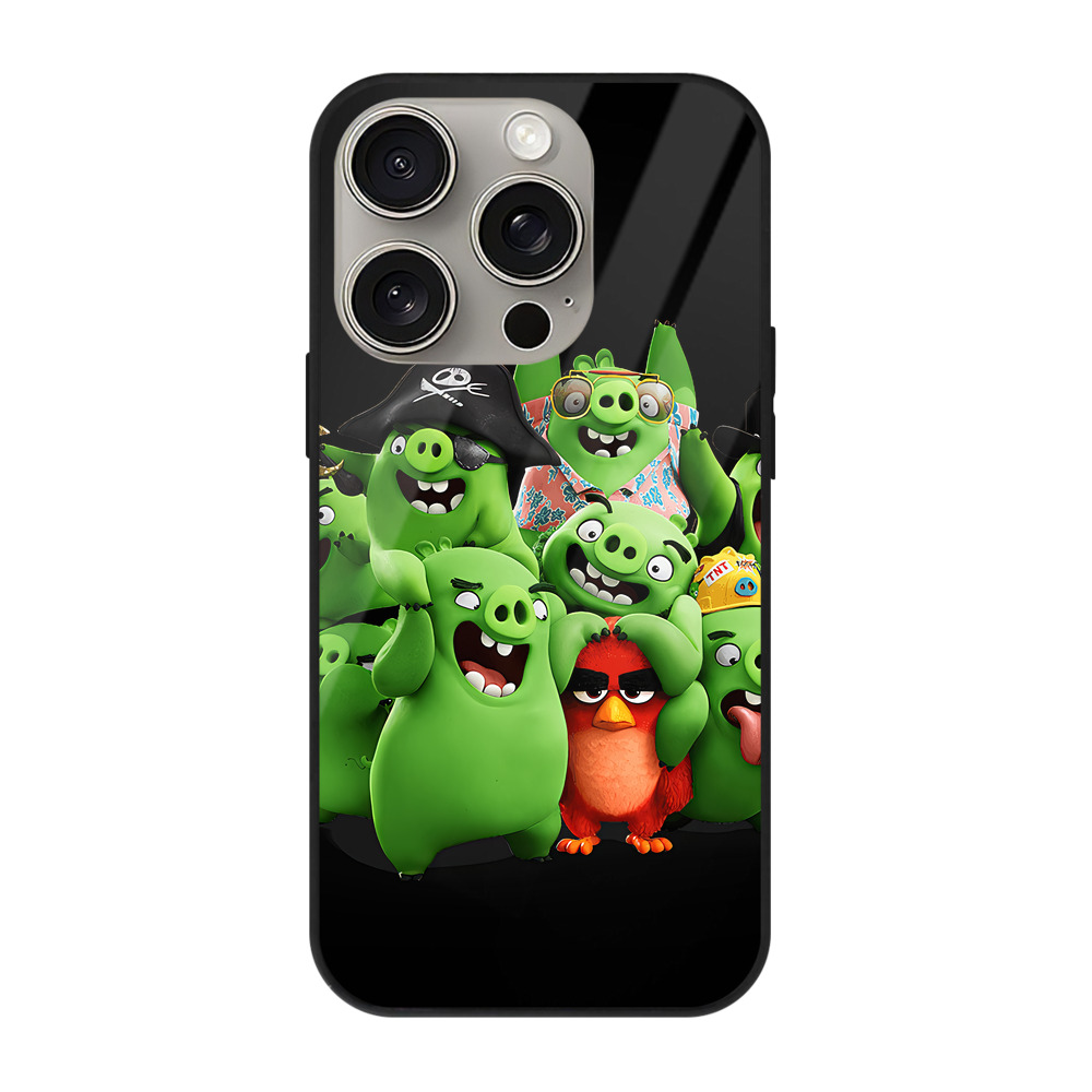 （画像用） Angry Birds アングリーバード 【iPhone15Pro対応】スマホケース 耐衝撃＆黄変防止 背面ガラス
