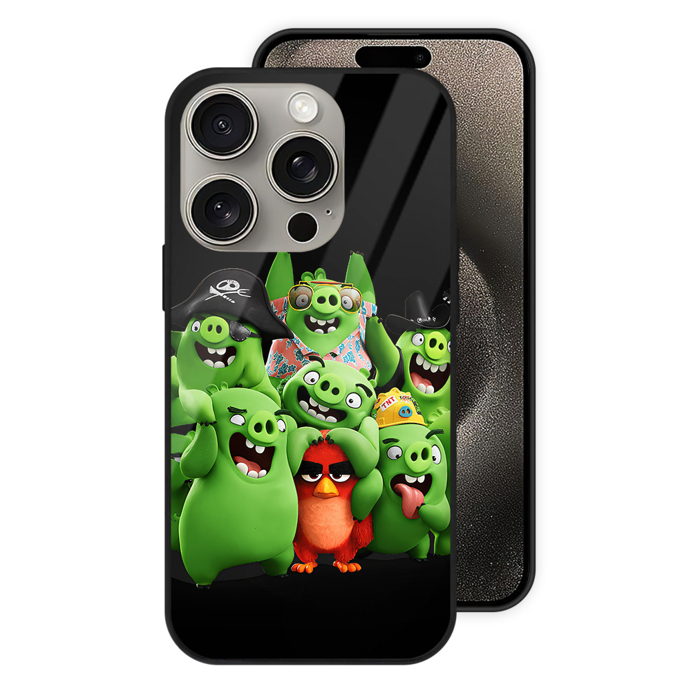 （画像用） Angry Birds アングリーバード 【iPhone15Pro対応】スマホケース 耐衝撃＆黄変防止 背面ガラス