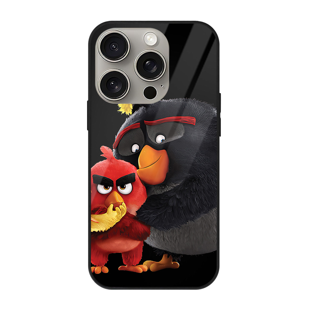 （画像用） Angry Birds アングリーバード 【iPhone15Pro対応】スマホケース 耐衝撃＆黄変防止 背面ガラス