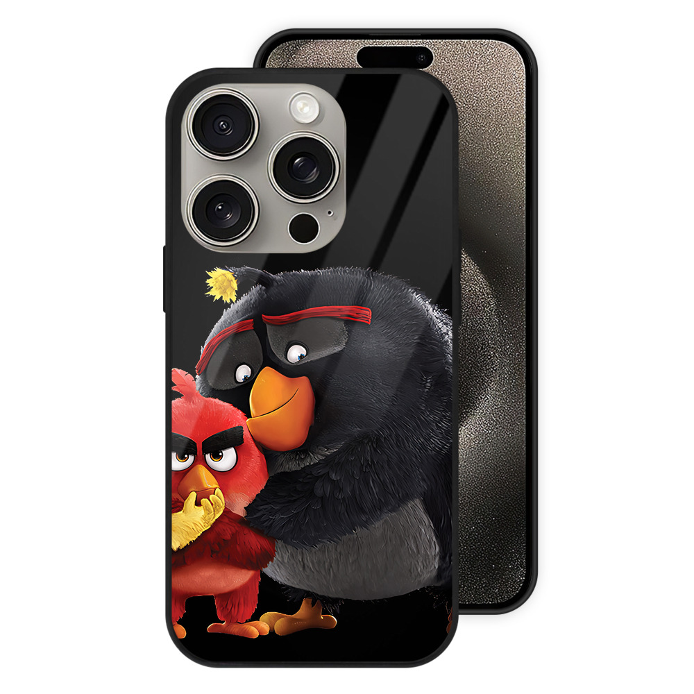 （画像用） Angry Birds アングリーバード 【iPhone15Pro対応】スマホケース 耐衝撃＆黄変防止 背面ガラス