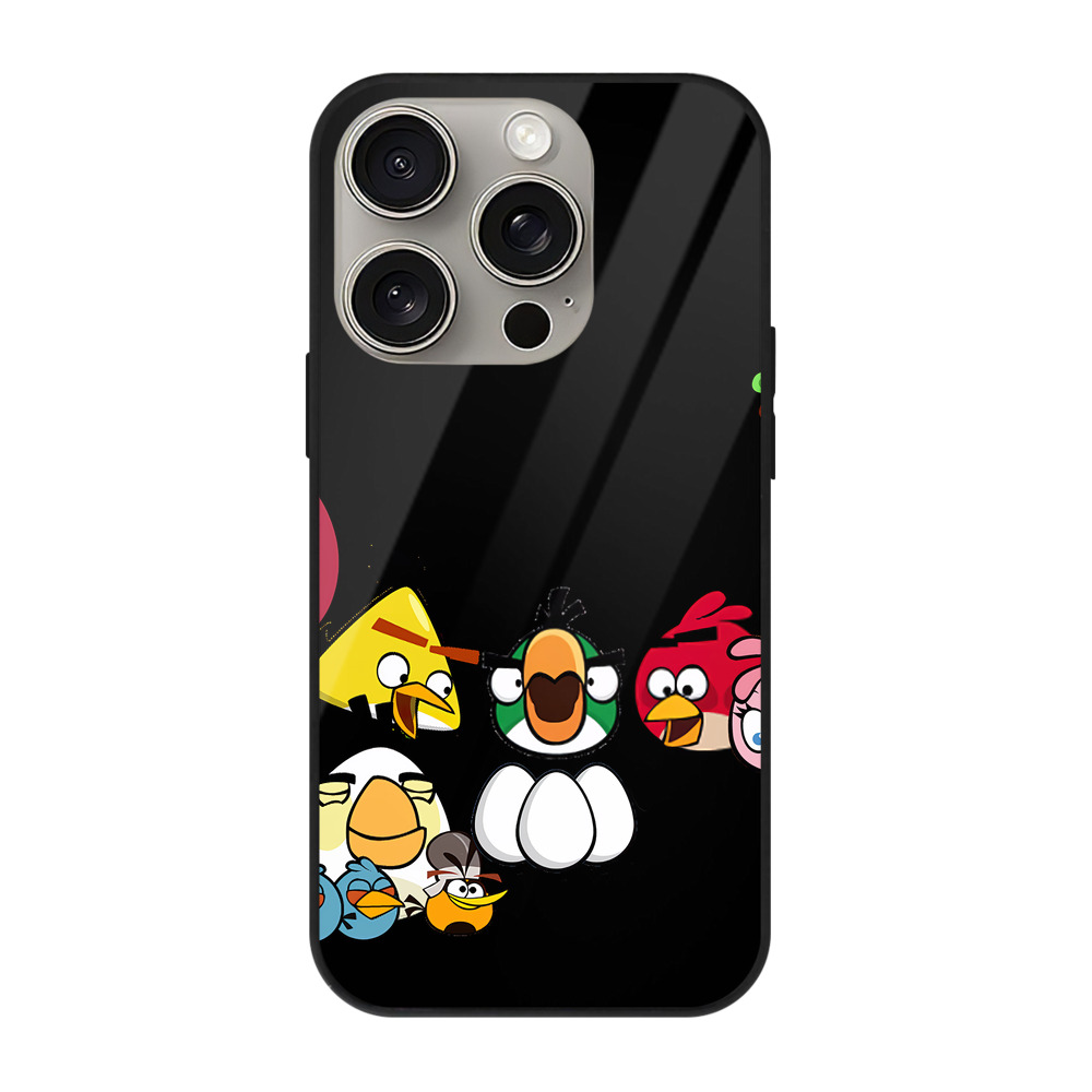 （画像用） Angry Birds アングリーバード 【iPhone15Pro対応】スマホケース 耐衝撃＆黄変防止 背面ガラス