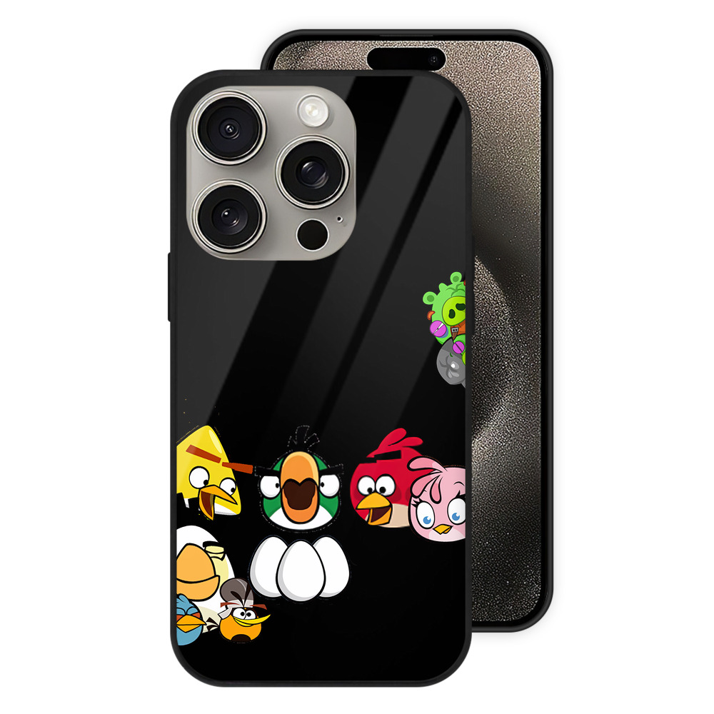 （画像用） Angry Birds アングリーバード 【iPhone15Pro対応】スマホケース 耐衝撃＆黄変防止 背面ガラス