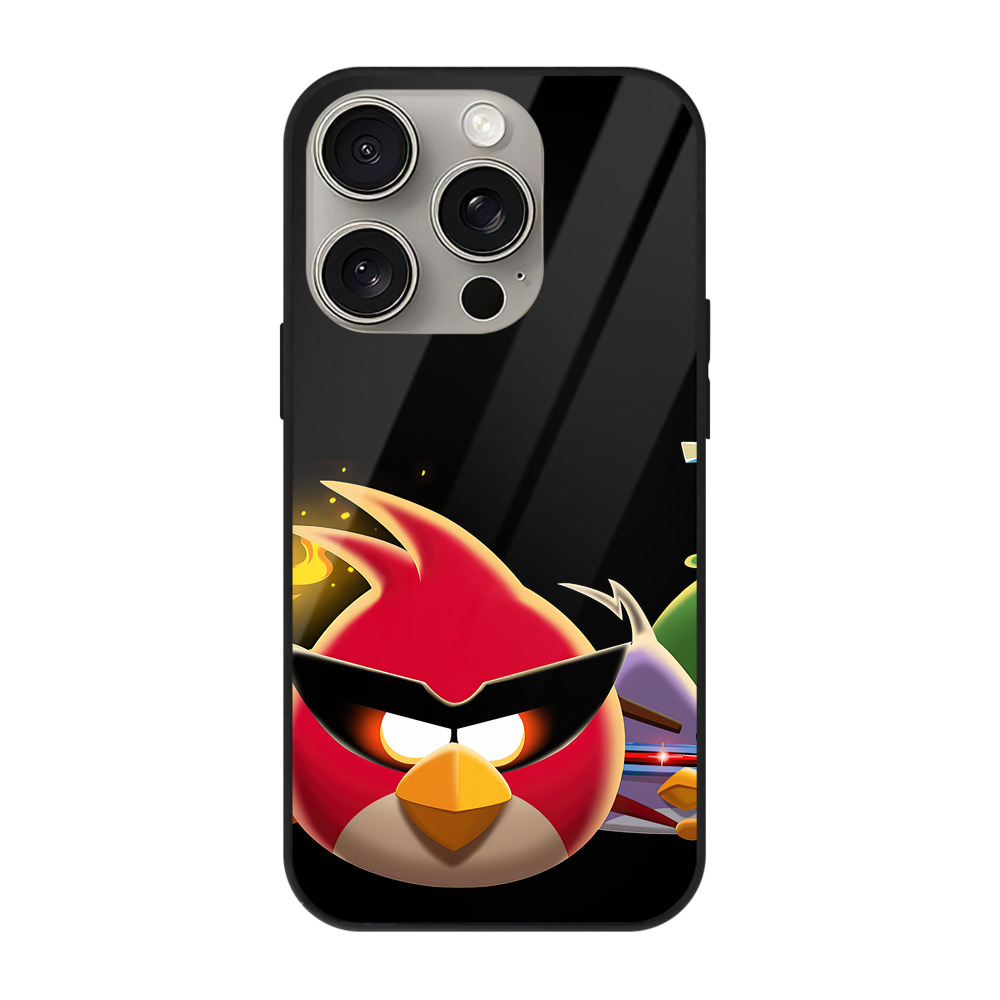 （画像用） Angry Birds アングリーバード 【iPhone15Pro対応】スマホケース 耐衝撃＆黄変防止 背面ガラス