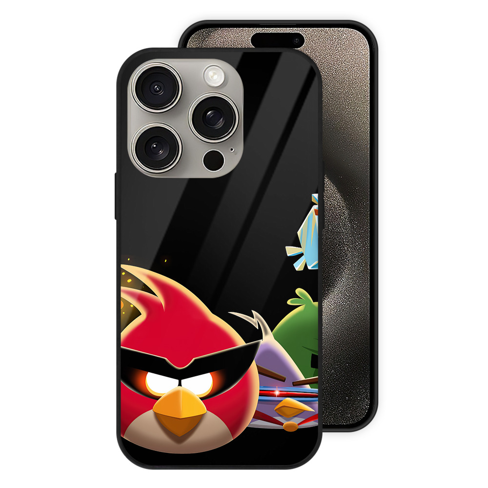 （画像用） Angry Birds アングリーバード 【iPhone15Pro対応】スマホケース 耐衝撃＆黄変防止 背面ガラス