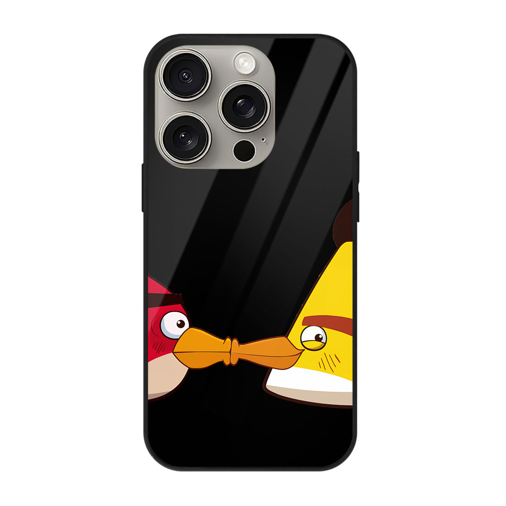（画像用） Angry Birds アングリーバード 【iPhone15Pro対応】スマホケース 耐衝撃＆黄変防止 背面ガラス