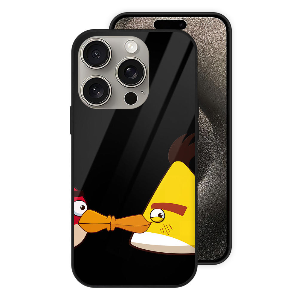 （画像用） Angry Birds アングリーバード 【iPhone15Pro対応】スマホケース 耐衝撃＆黄変防止 背面ガラス
