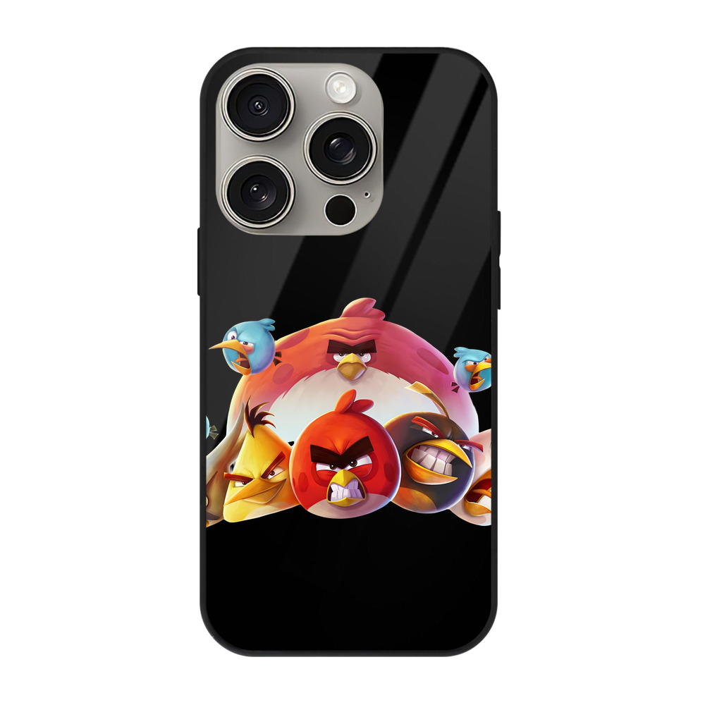 （画像用） Angry Birds アングリーバード 【iPhone15Pro対応】スマホケース 耐衝撃＆黄変防止 背面ガラス