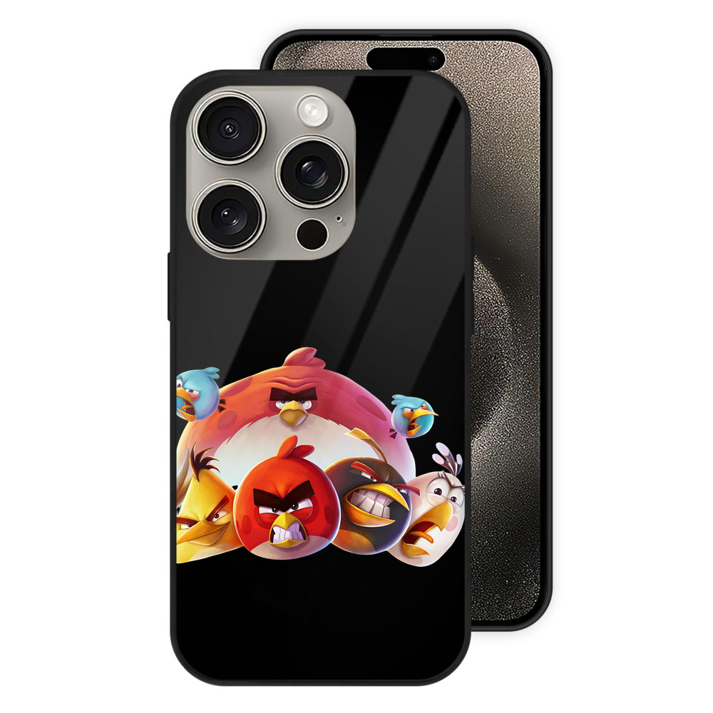 （画像用） Angry Birds アングリーバード 【iPhone15Pro対応】スマホケース 耐衝撃＆黄変防止 背面ガラス