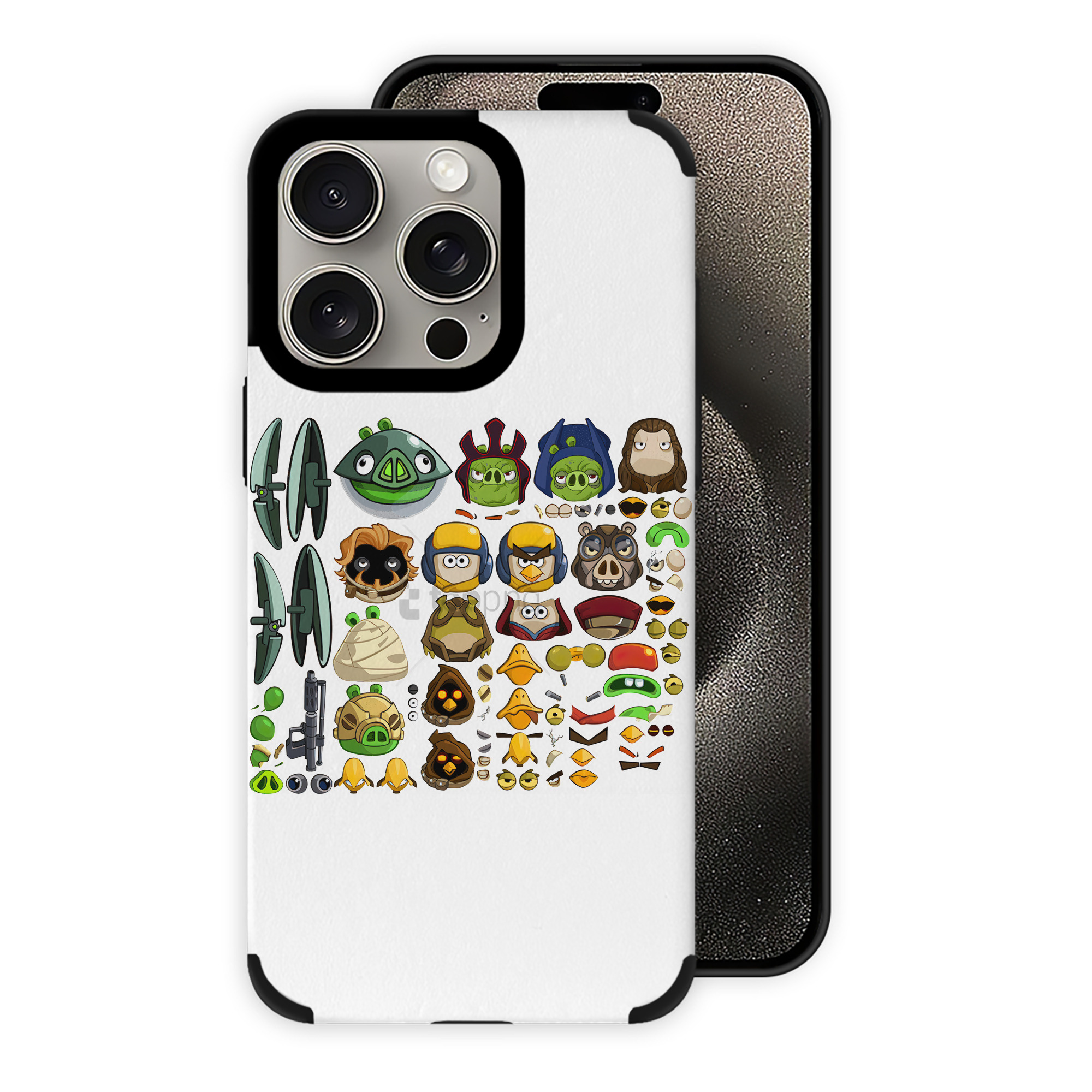 （画像用） Angry Birds アングリーバード 【iPhone15ProMax対応】 PUレザー スマホケース 耐衝撃＆黄変防止
