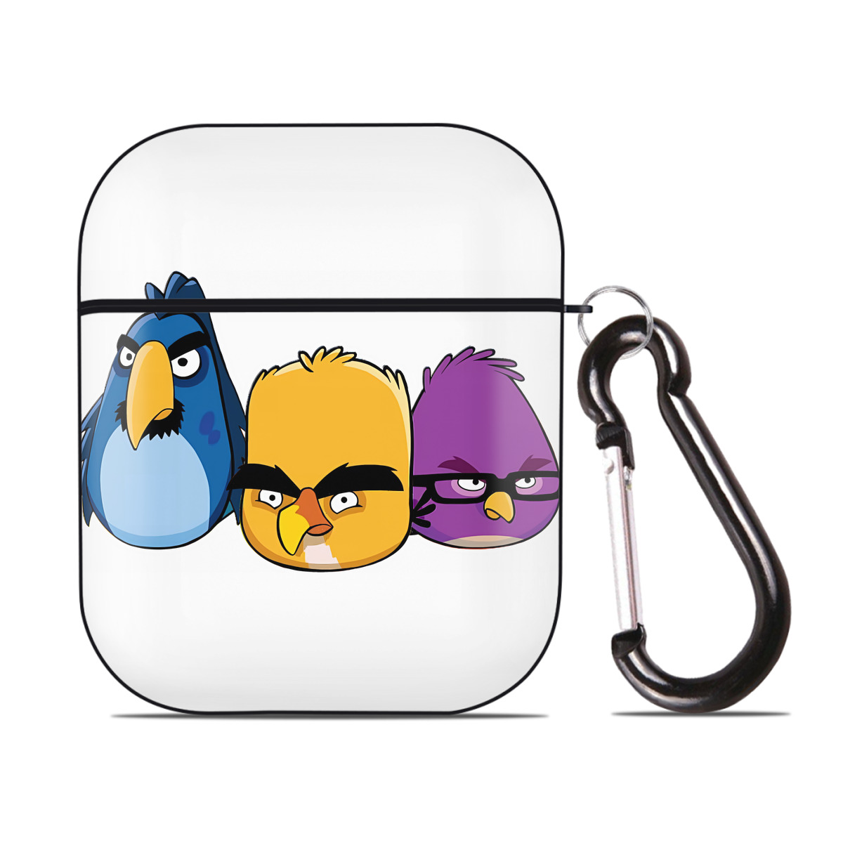 （画像用） Angry Birds アングリーバード AirPods 第2世代保護ケース ハードシェル ブラック 耐衝撃・防指紋・カラビナ付き