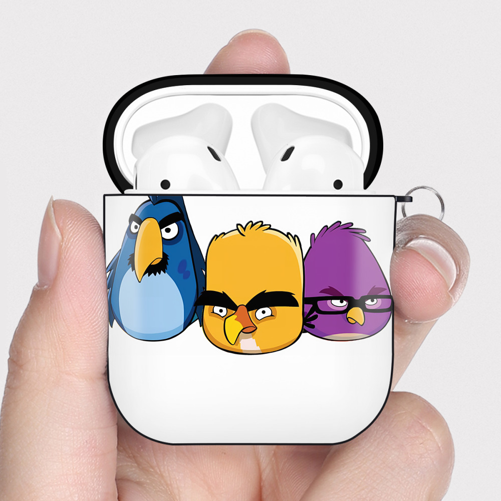 （画像用） Angry Birds アングリーバード AirPods 第2世代保護ケース ハードシェル ブラック 耐衝撃・防指紋・カラビナ付き
