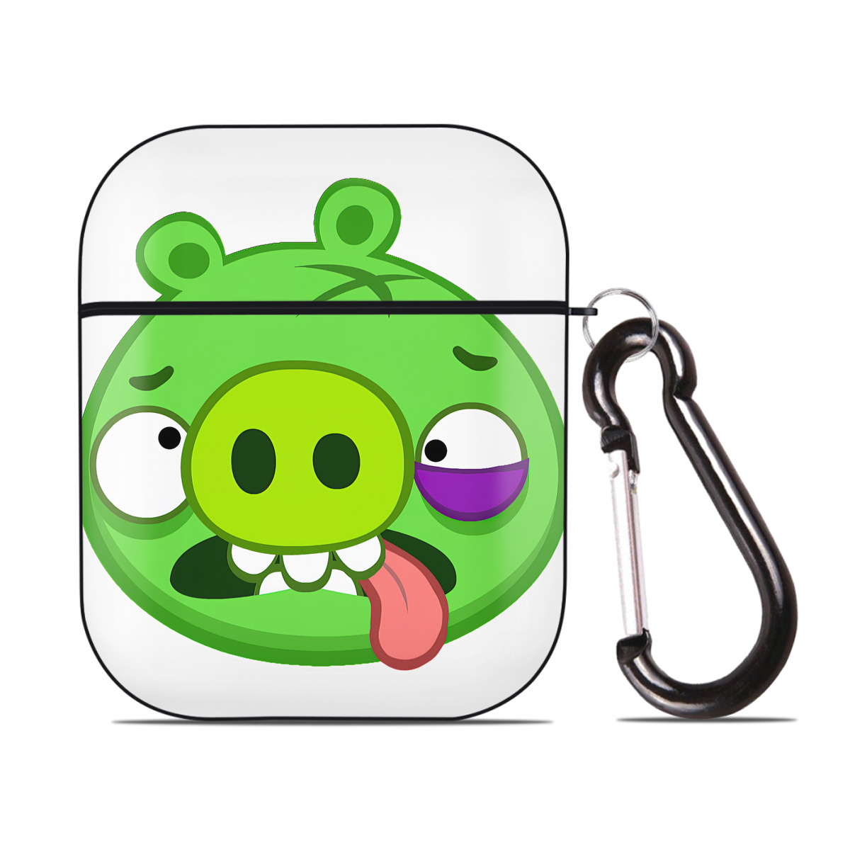 （画像用） Angry Birds アングリーバード AirPods 第2世代保護ケース ハードシェル ブラック 耐衝撃・防指紋・カラビナ付き