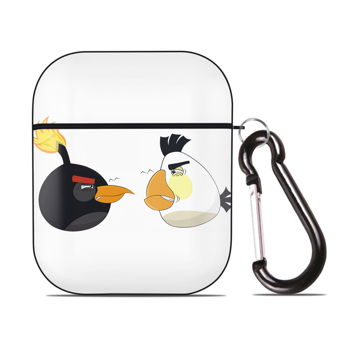 （画像用） Angry Birds アングリーバード AirPods 第2世代保護ケース ハードシェル ブラック 耐衝撃・防指紋・カラビナ付き
